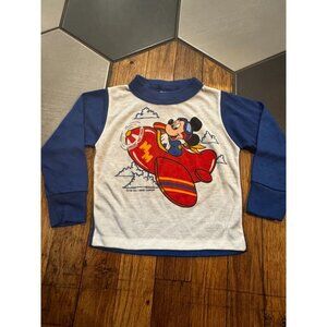 Vintage Walt Disney Jog Togs Mickey Mouse Airplane shirt longsleeve toddler 3T